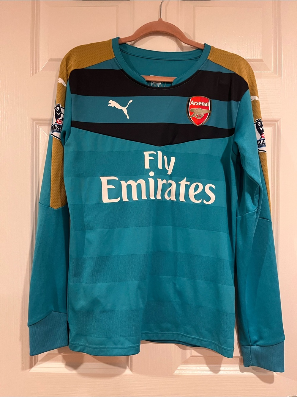 Puma Teal and Gold Arsenal Long-Sleeve Football Jersey